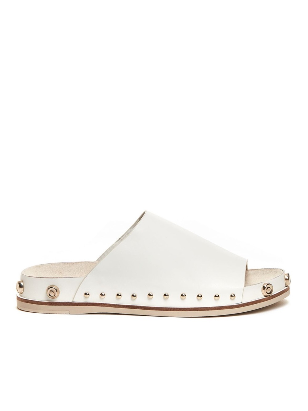 Kelsi Dagger White Slide with Gold Stud Accents